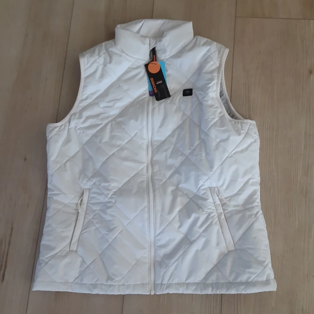 SGKOW Women's Heated Vest with Battery Pack, White, size Large, NWT